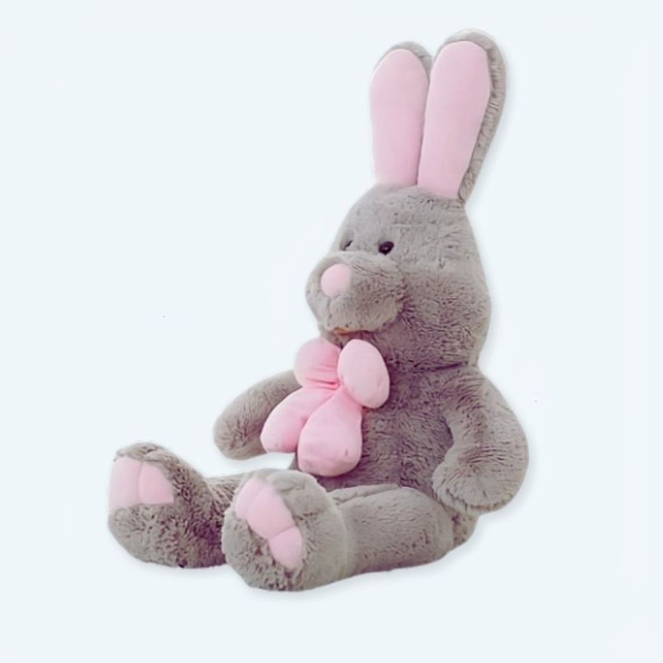 Peluche lapin gris géante - Douceur câline pour enfants