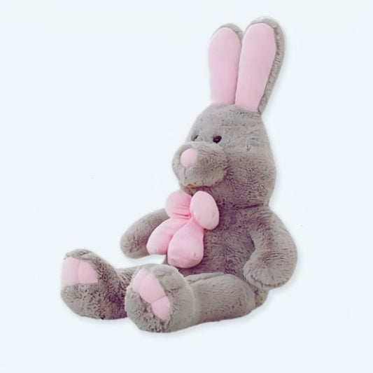 Peluche lapin gris géante - Douceur câline pour enfants
