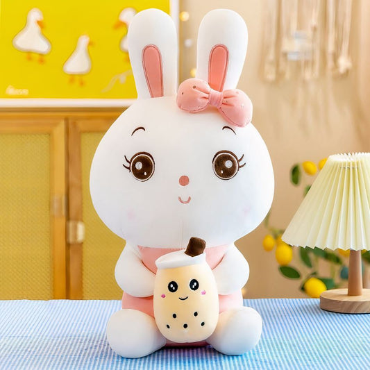 Peluche Lapin Kawaii Bubble Tea Doux Pour Enfants Câlins