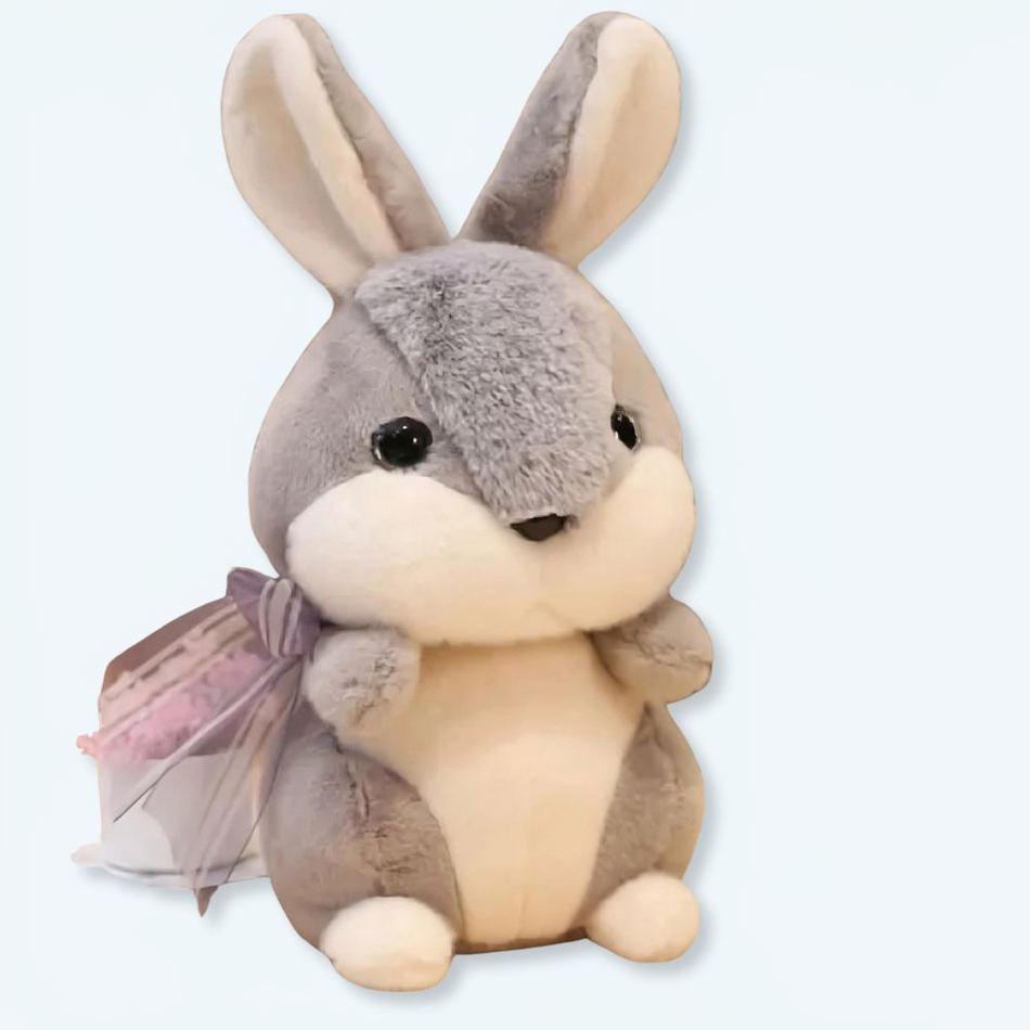 Peluche Lapin Lièvre Gris Doux Câlin Enfant - Mignon et Confortable