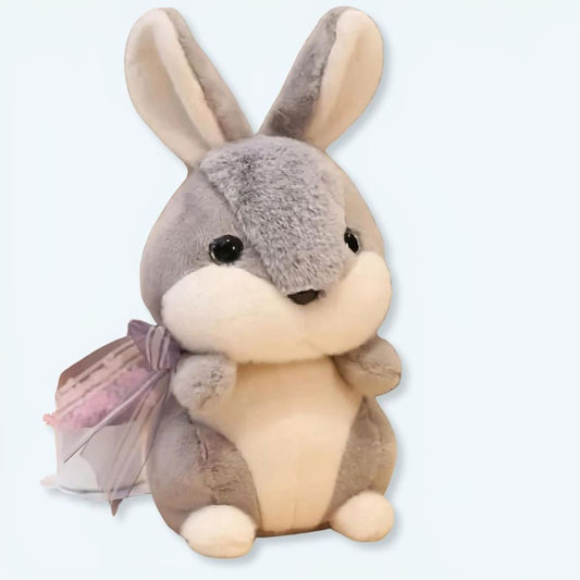 Peluche Lapin Lièvre Gris Doux Câlin Enfant - Mignon et Confortable