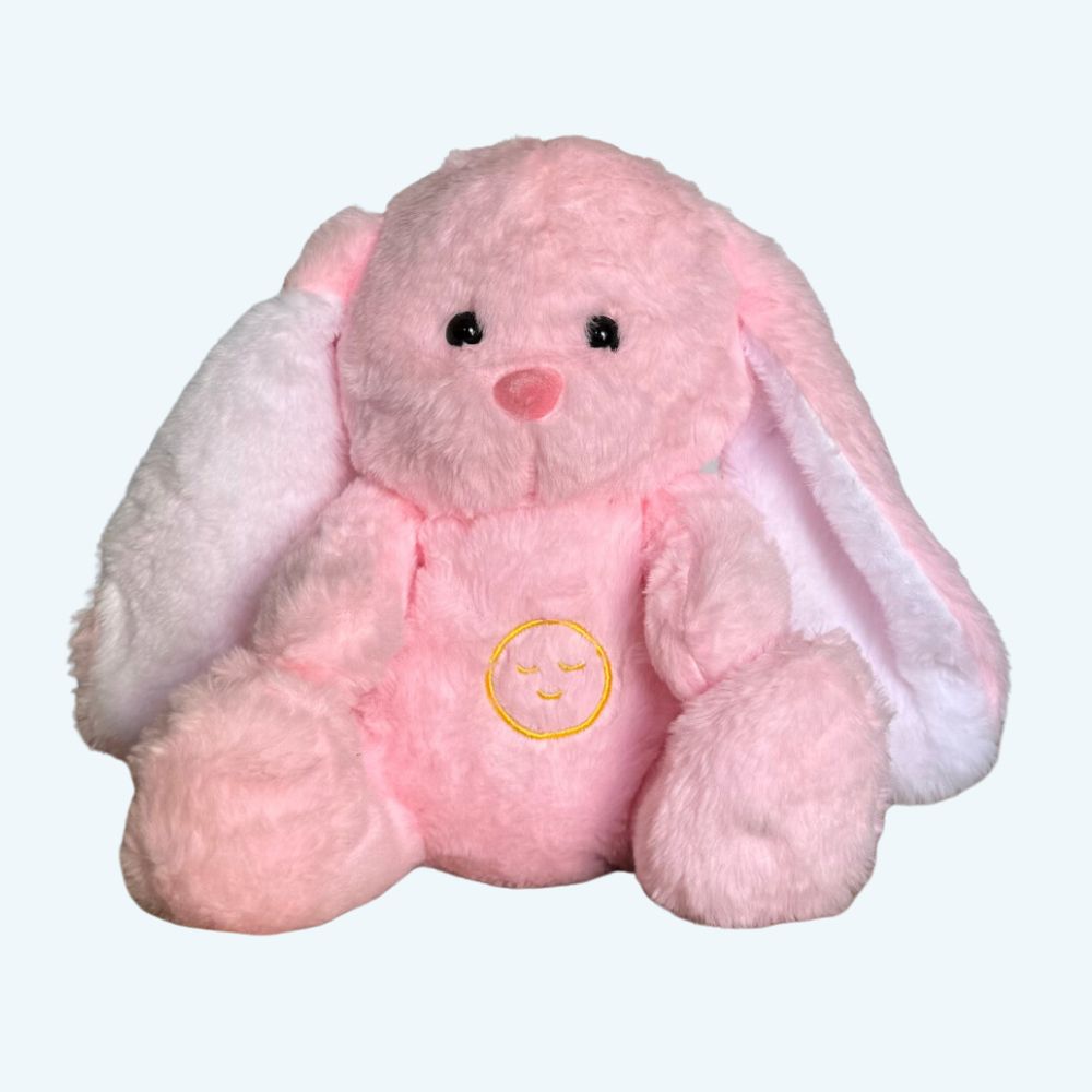 Peluche lapin rose : veilleuse douce pour sommeil d'enfant.