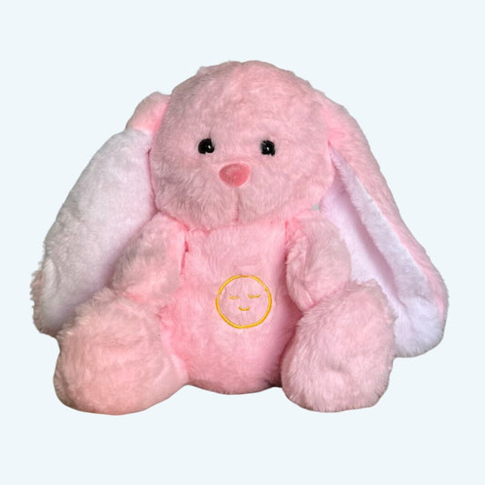 Peluche lapin rose : veilleuse douce pour sommeil d'enfant.
