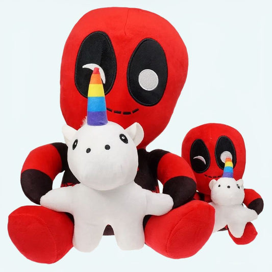 Peluche licorne Deadpool douce et câline, multicolore et fun