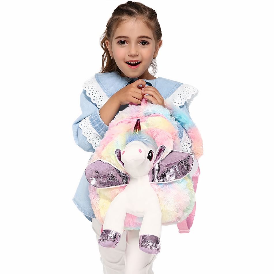 Sac à dos doux enfant rêve Peluche Licorne Multicolore