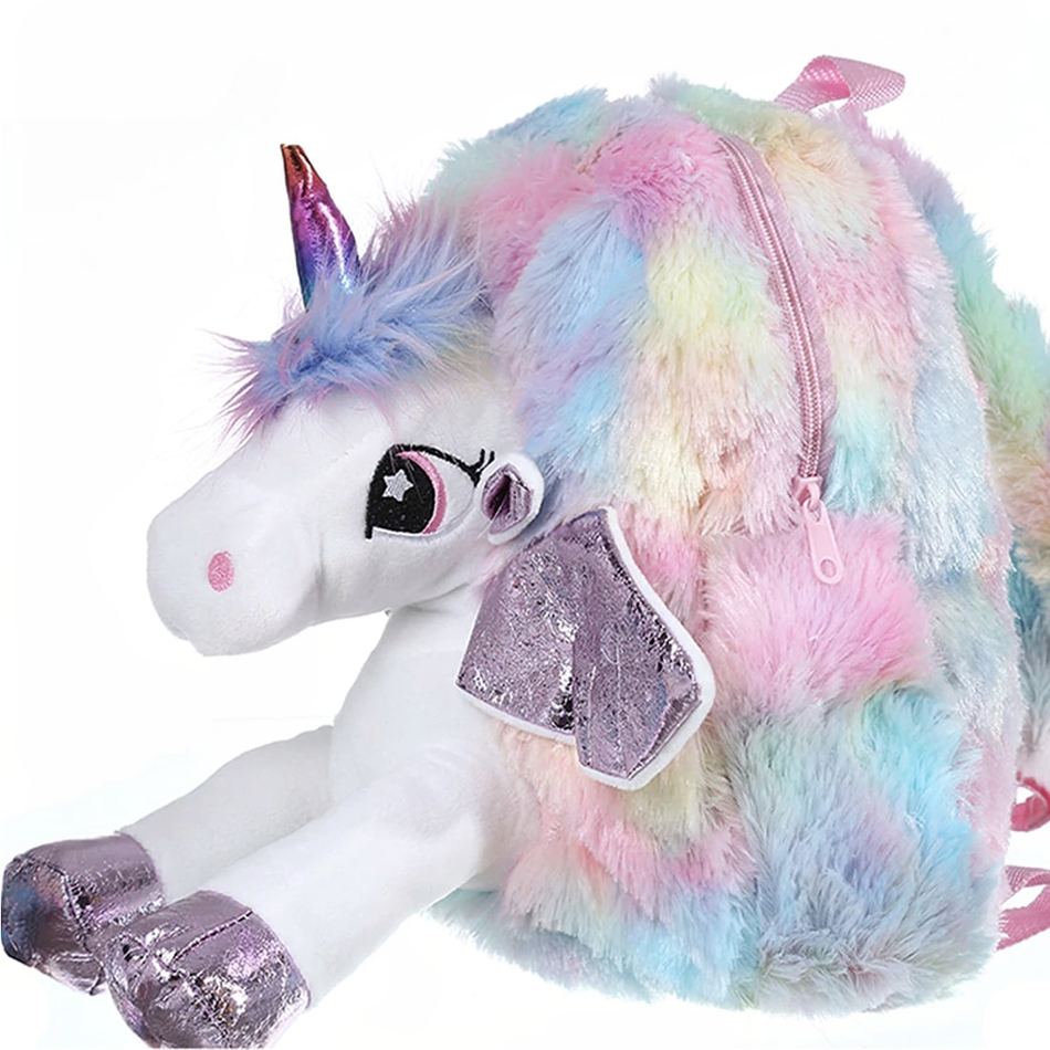 Sac à dos doux enfant rêve Peluche Licorne Multicolore