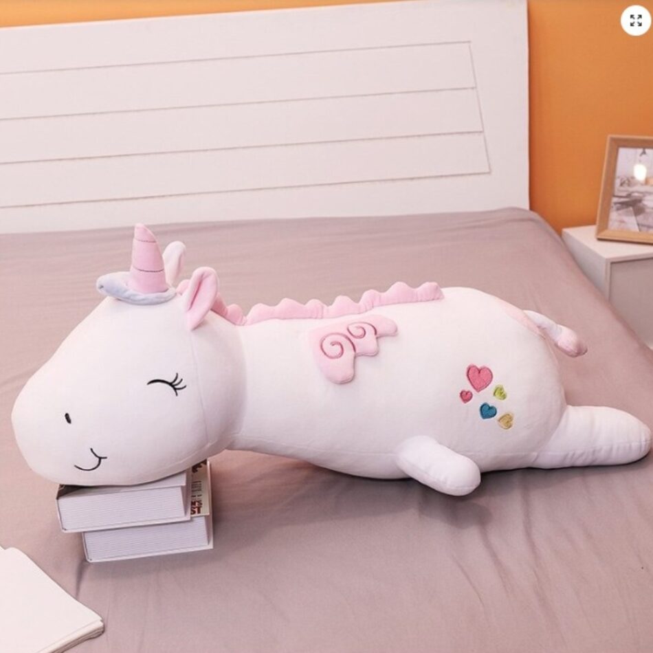 Oreiller peluche licorne lumineux arc-en-ciel pour enfant