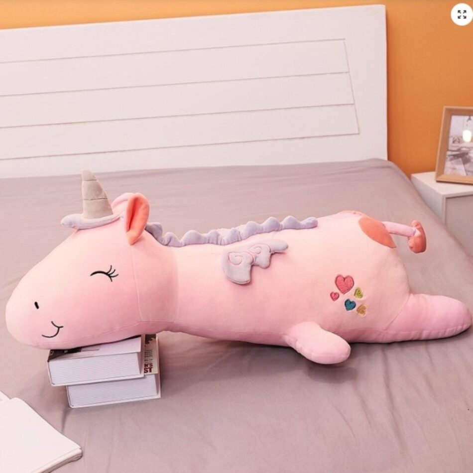 Oreiller peluche licorne lumineux arc-en-ciel pour enfant