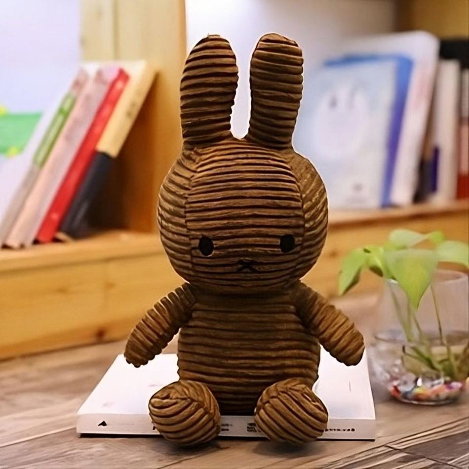 Peluche Miffy marron côtelée ultra-douce pour câliner - Enfant
