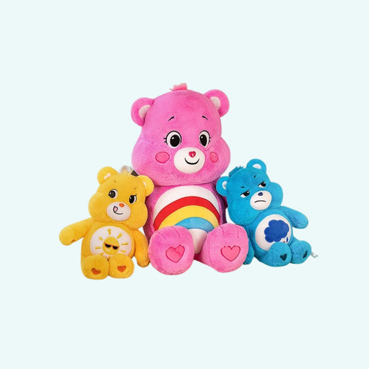 Peluche oreiller Bisounours câlin enfant coloré.