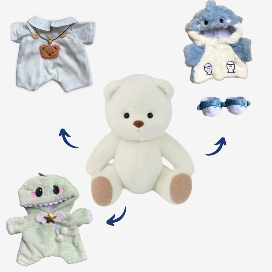 Peluche Ours Articulé Fait Main Blanche et Douce pour Enfant