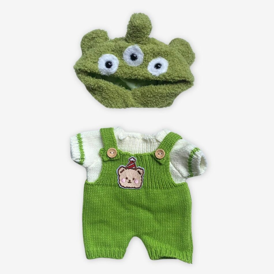 Peluche Ours Articulé Alien Vert Doux Handmade