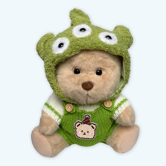 Peluche Ours Articulé Alien Vert Doux Handmade