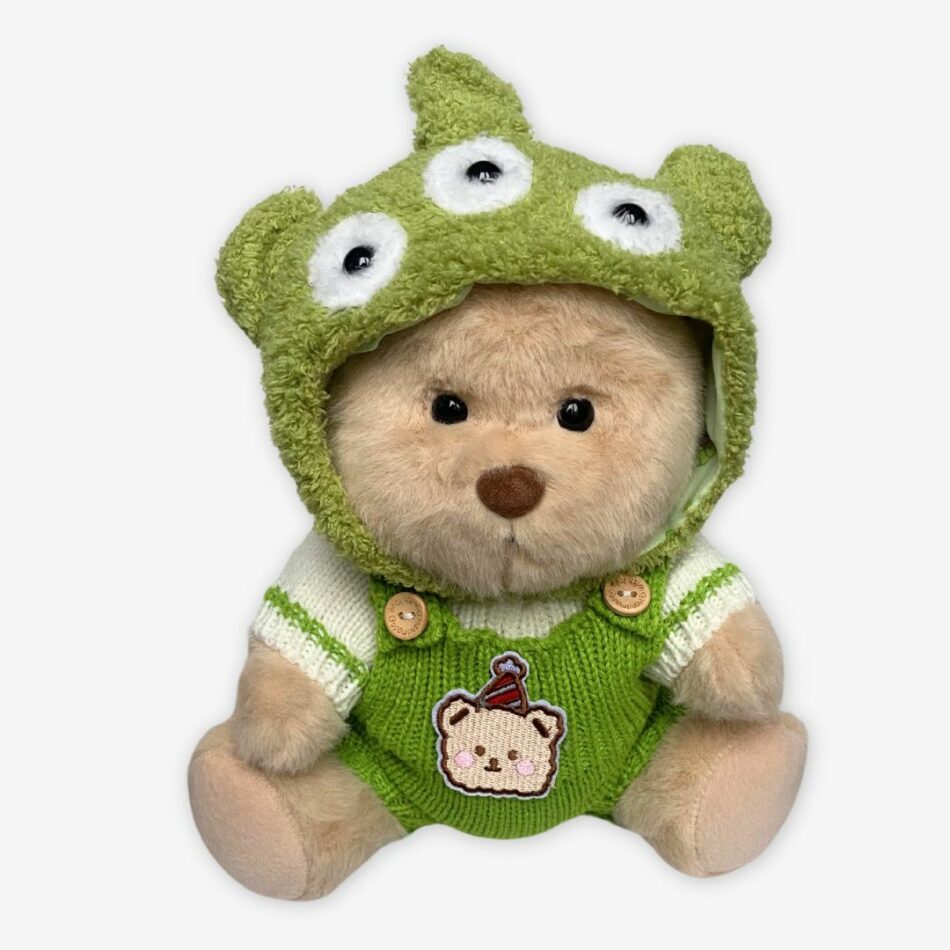 Peluche Ours Articulé Alien Vert Doux Handmade