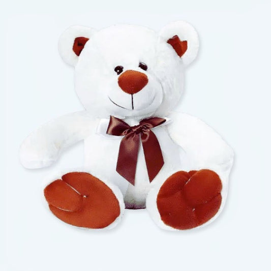 Peluche Ours Blanc Doux pour l'Hiver avec un Noeud Élégant