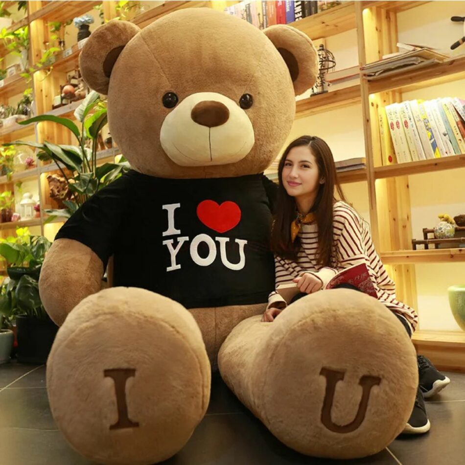 Peluche Ours Géant Câlin Amour en T-shirt Doux