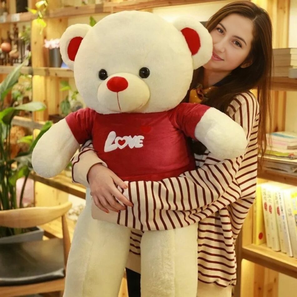 Peluche Ours Géant Câlin Amour en T-shirt Doux