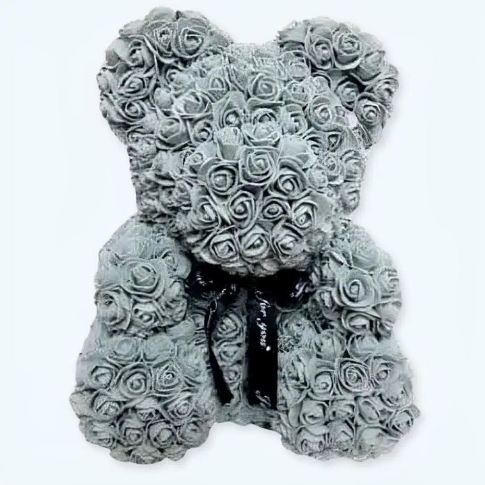 Peluche ours grise fleurie douce - Décor romantique