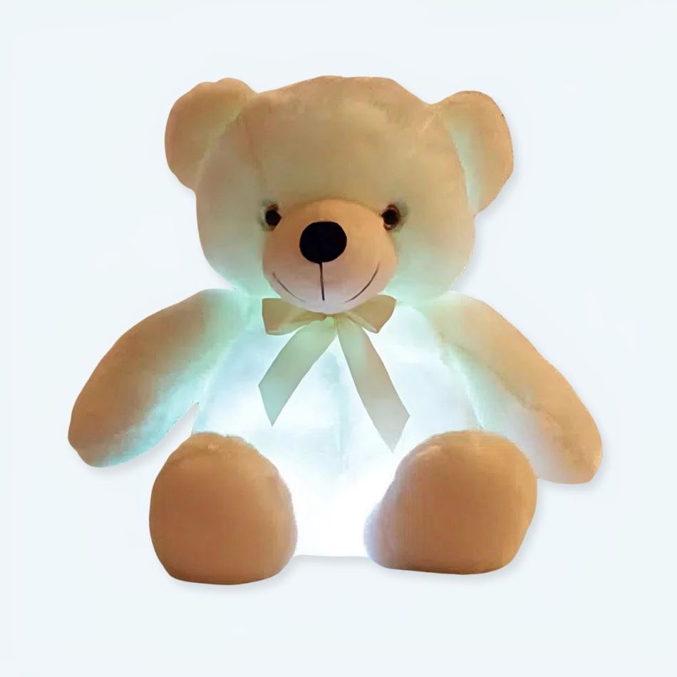 Peluche Ours Oreiller Doux avec LED pour une Chambre Cozy