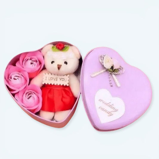 Coffret cadeau romantique Peluche Ours Rose Doux