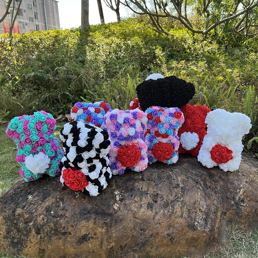Peluche Ourson Rose Cœur Bicolore Saint-Valentin