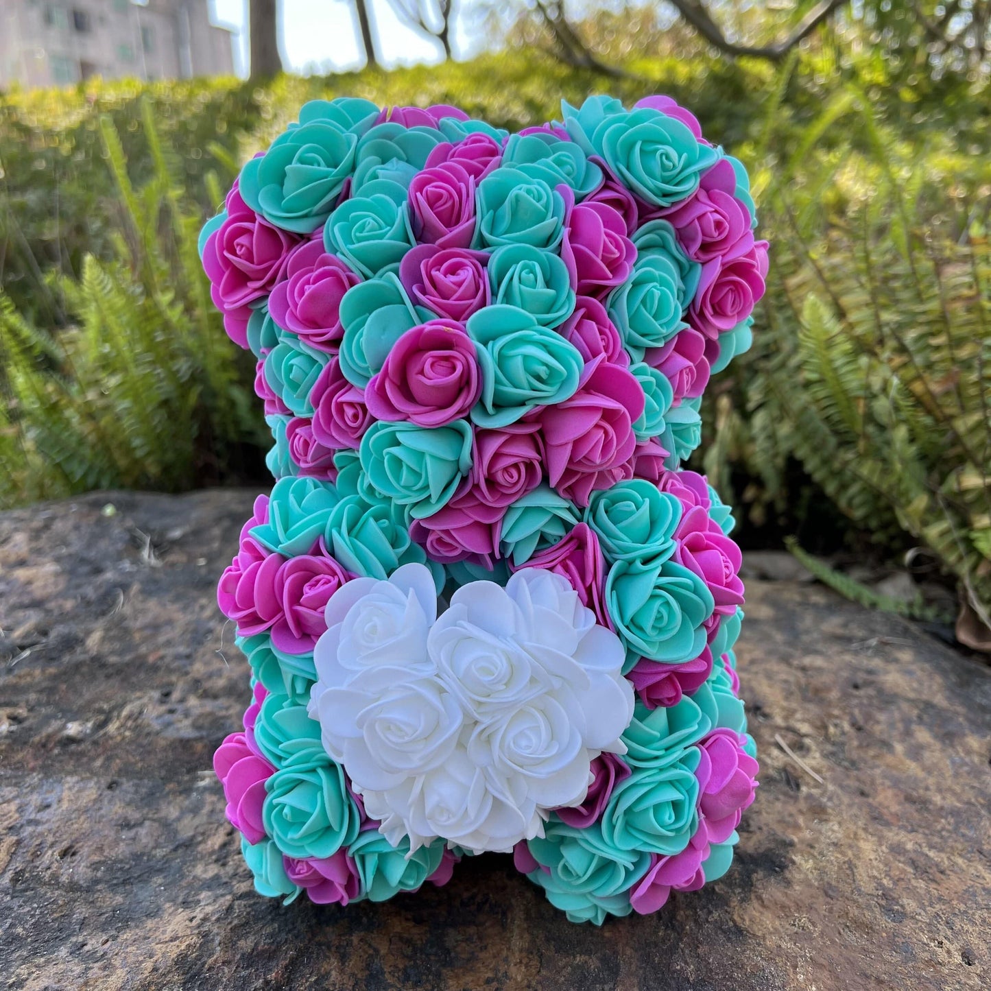 Peluche Ourson Rose Cœur Bicolore Saint-Valentin
