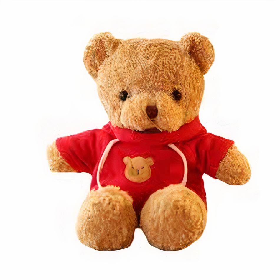 Ourson Rouge Peluche Câlin et Douce pour un Hiver Chaleureux
