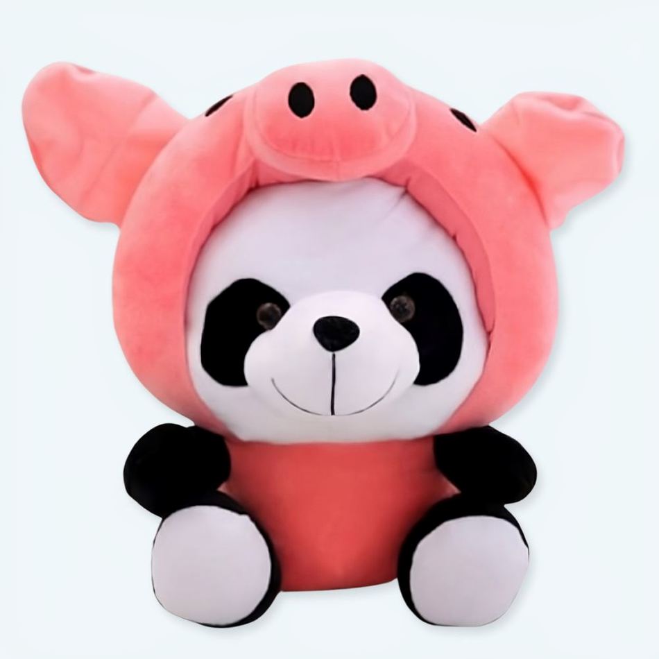 Peluche Panda-Cochon en Costume, Douce et Câline pour Enfant