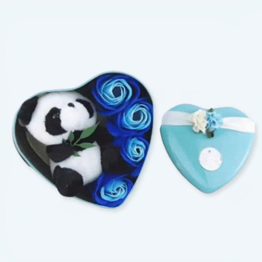 Peluche panda douce bleue Saint Valentin romantique 