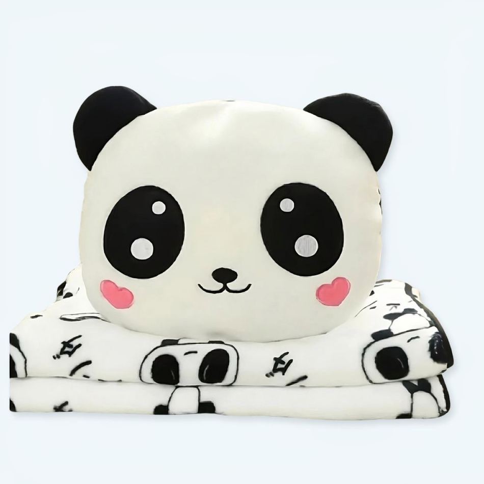Peluche panda dorlotin avec couverture cocooning