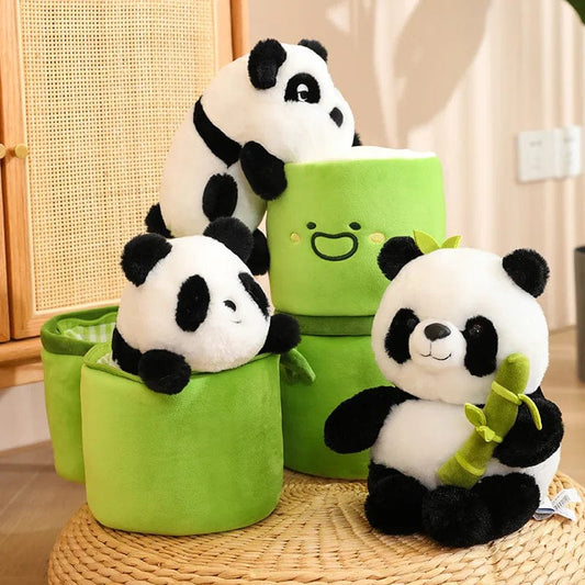 Peluche panda adorable et son bambou