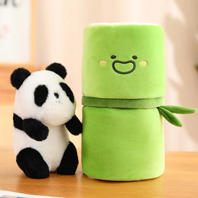 Peluche panda adorable et son bambou