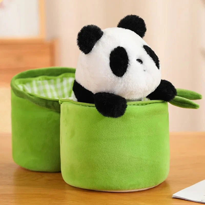 Peluche panda adorable et son bambou