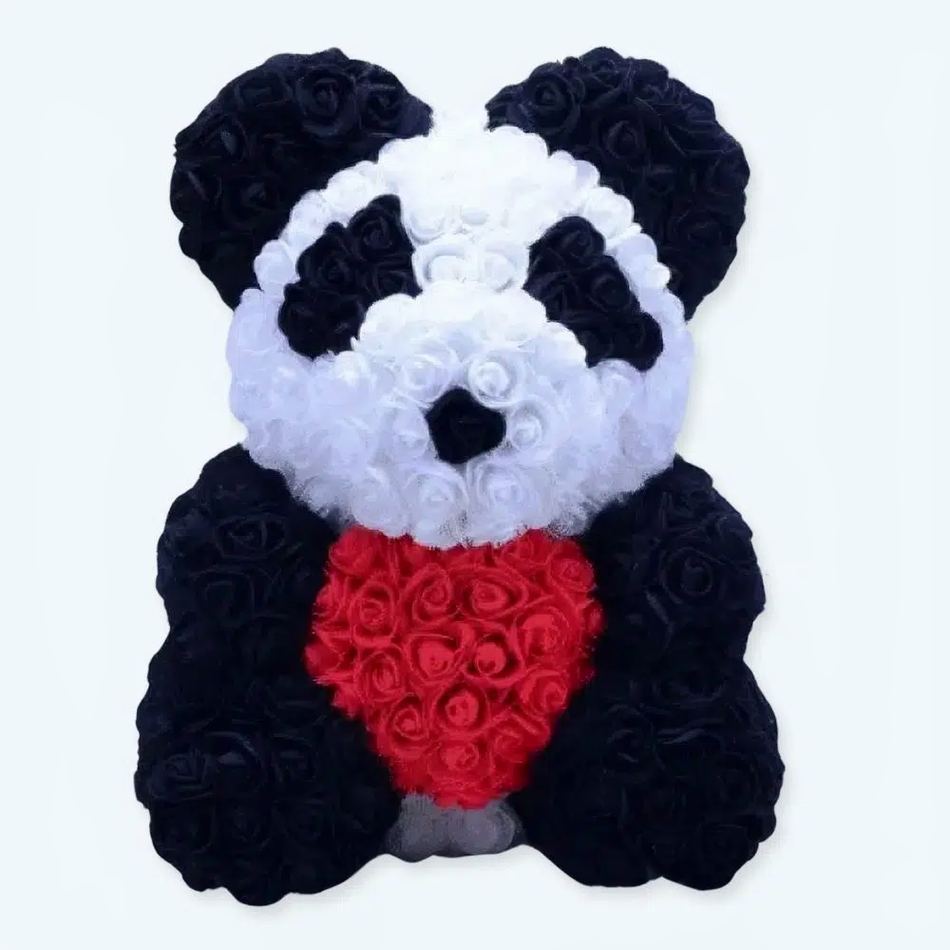 Peluche panda rose rouge doux câlin - Décoration enfant