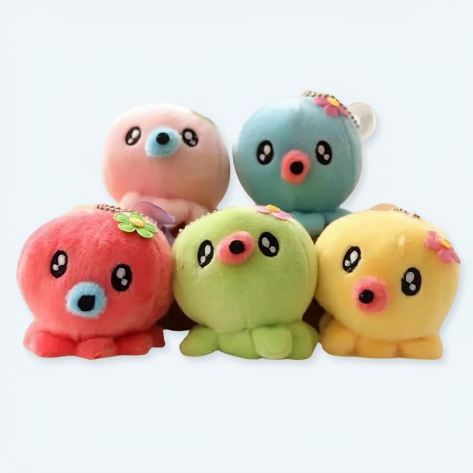 Peluche pieuvre bleue porte-clés