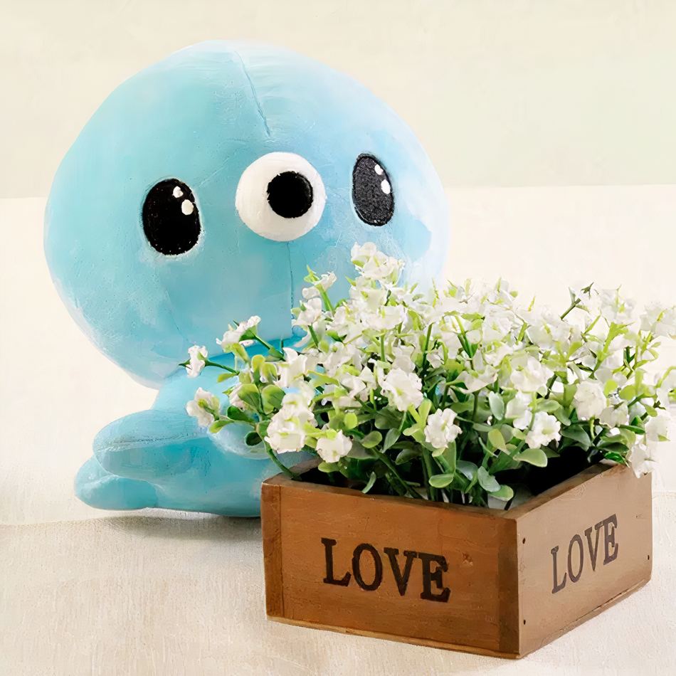 Peluche pieuvre douce Kawaii bleue pour enfant câlin