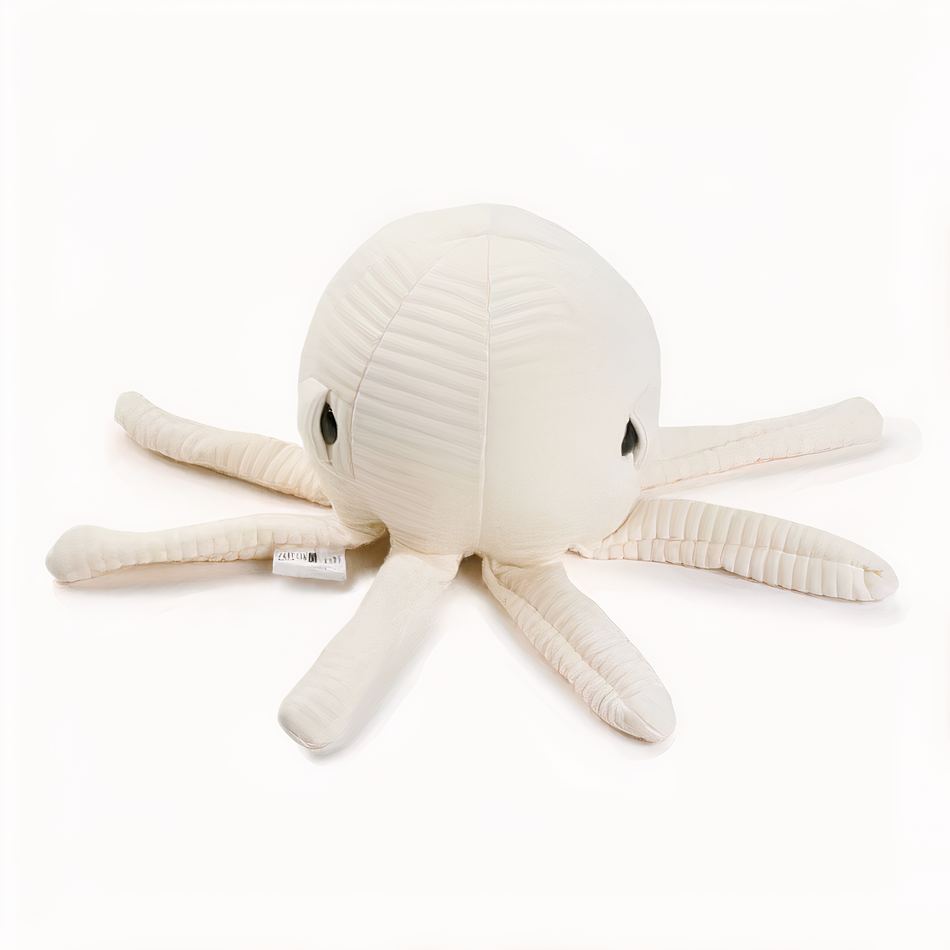 Peluche Pieuvre Écru Douce Câline - Décoration Marine Haut de Gamme