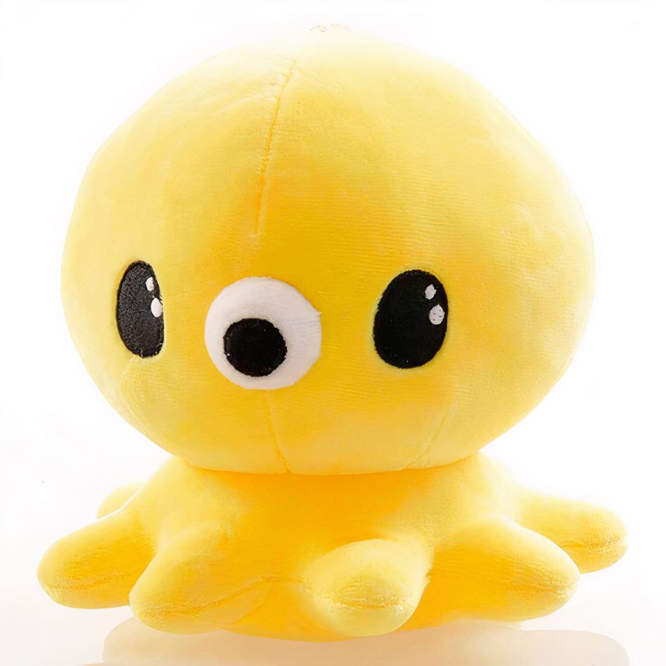 Peluche pieuvre jaune kawaii pour enfant chambre