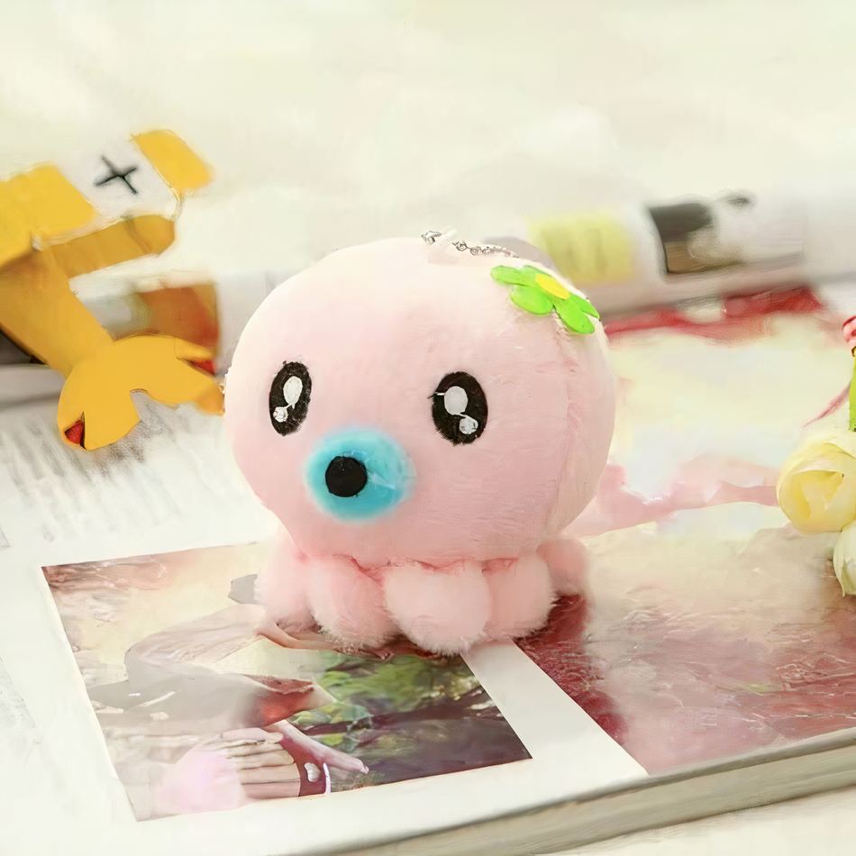 Peluche OctoCute Porte-Clés Rose Kawaii