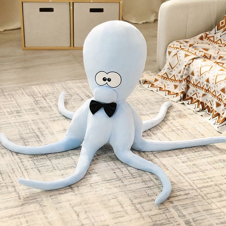 Peluche pieuvre rigolote multicolore douce pour enfant.