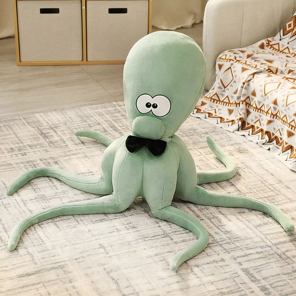 Peluche pieuvre rigolote multicolore douce pour enfant.