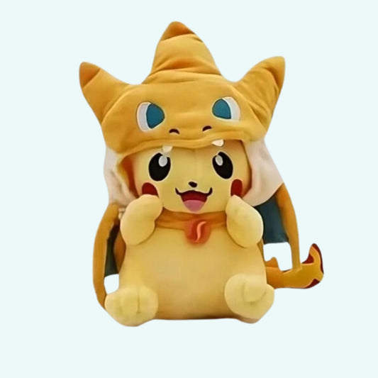 Peluche Pikachu en costume de Dracaufeu pour enfant
