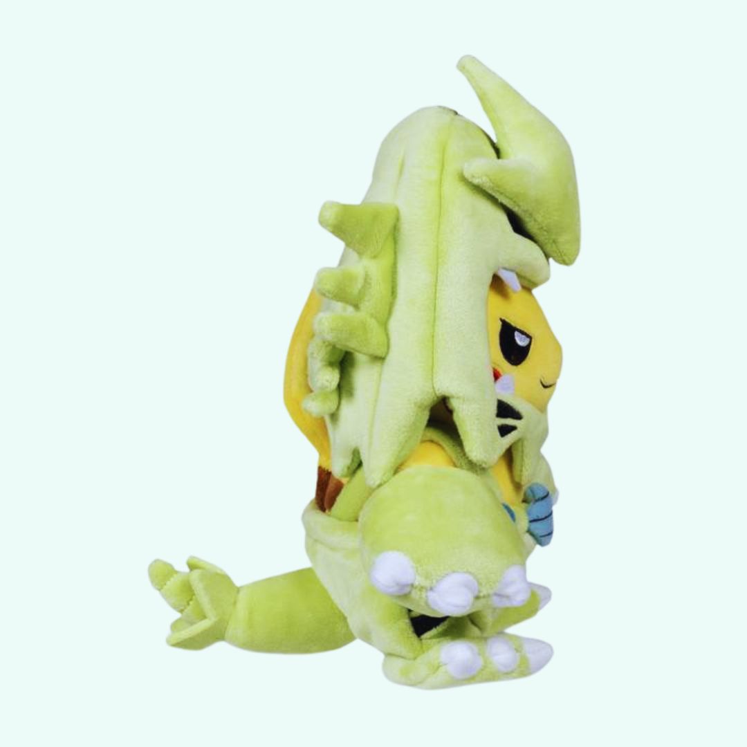 Peluche Pikachu en costume Tyranocif : douceur et amusement pour enfants