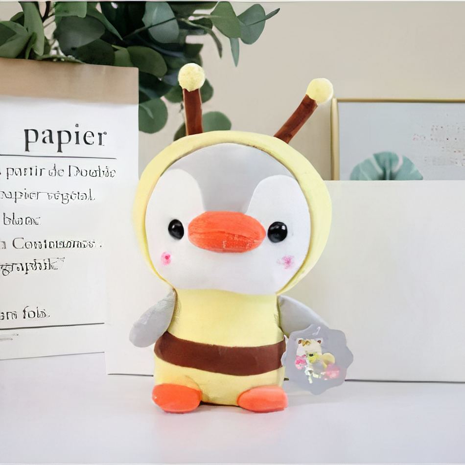 Peluche pingouin abeille - Déguisement doux pour enfant câlin