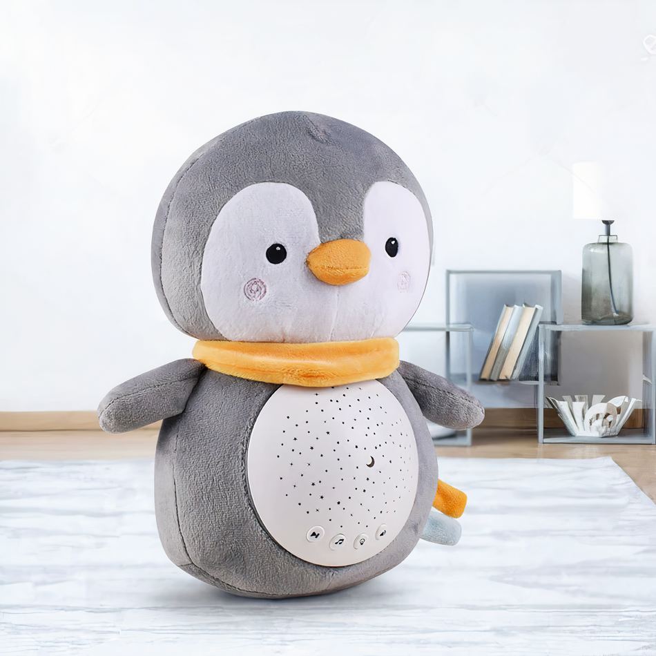 Peluche Pingouin Câlin Apaisant : Bruit Blanc Hiver Doux