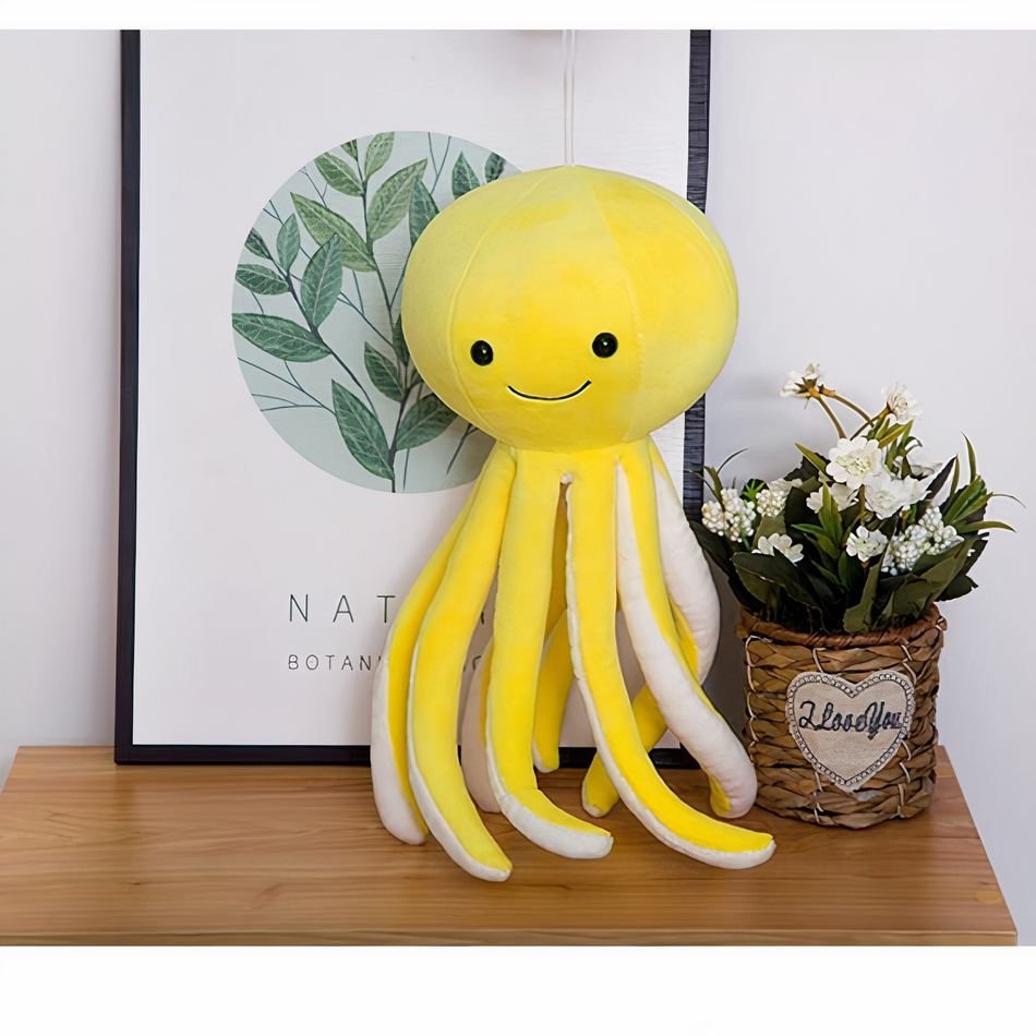 Peluche Poulpy Jaune : Douceur Marine pour Enfants
