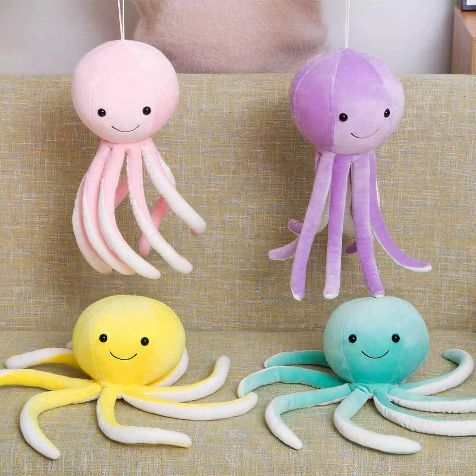 Peluche Poulpy Jaune : Douceur Marine pour Enfants