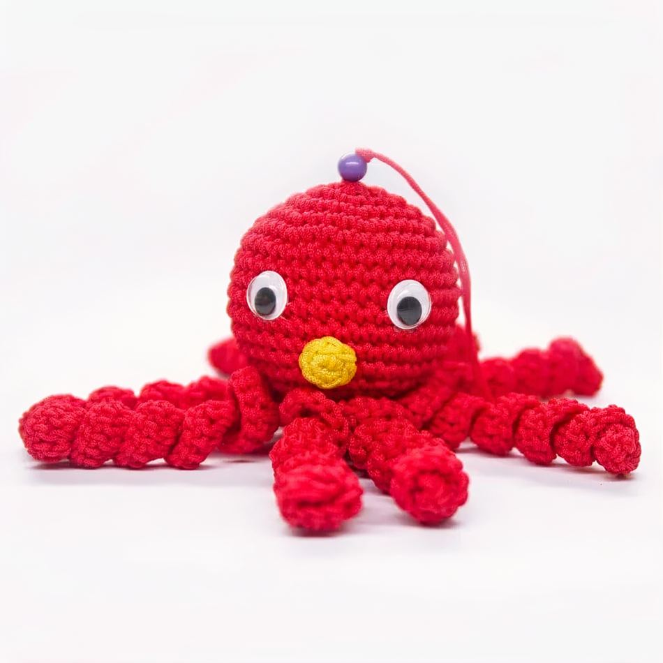 Peluche Poulpe Rouge Enfant Doux Tressé Ocean Câlin