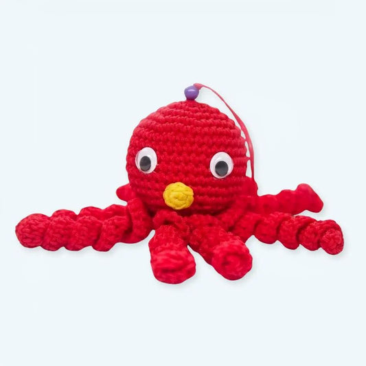 Peluche Poulpe Rouge Enfant Doux Tressé Ocean Câlin