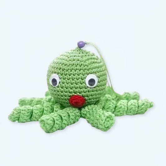Peluche Poulpe Vert Doux pour Enfant, Tressage Câlin